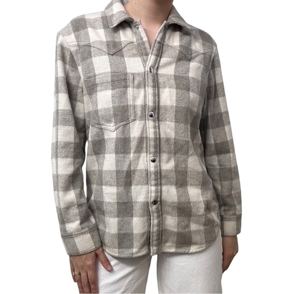 Rails Shacket Button Up Flannel Gray White Wool Fall Winter Grunge Size Small - Picture 1 of 6